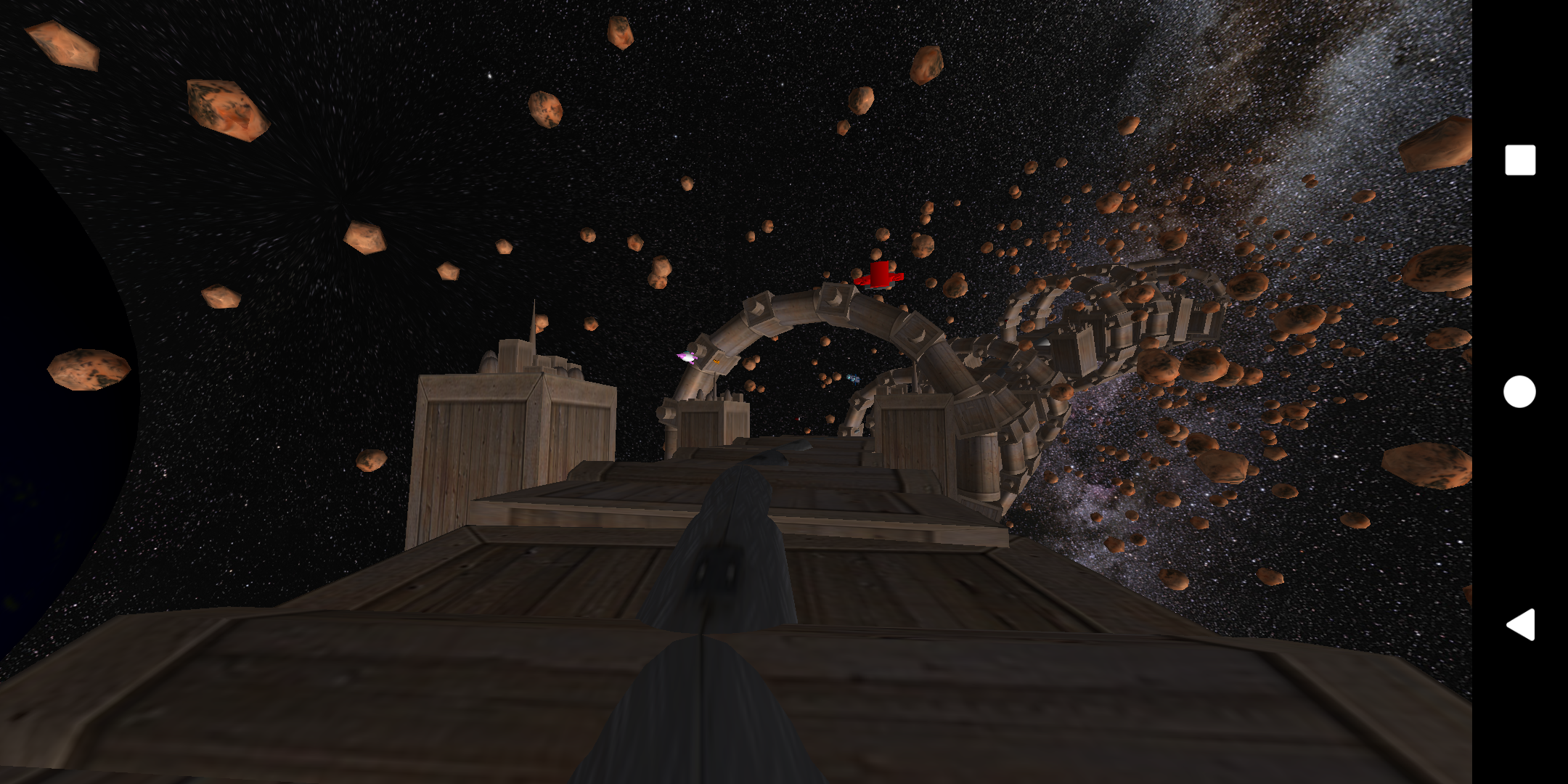 3D rendering of a game engine scene with a shark underwater and a themed scuba diver camera.